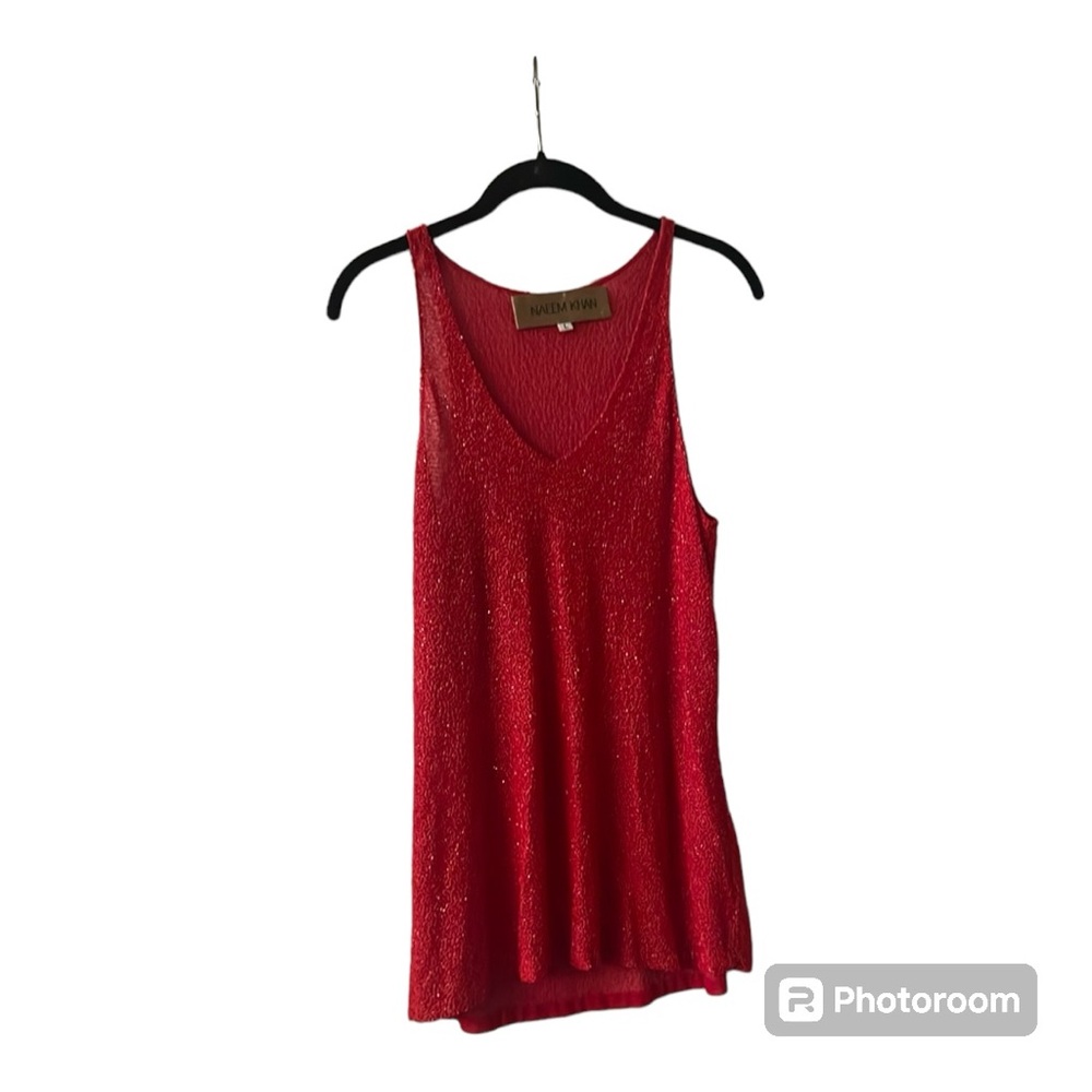 Naeem Khan red beaded top